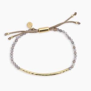 Gorjana Gold Bar and Gray Beaded Bracelet